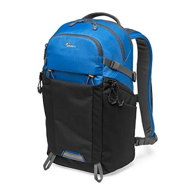 Abbildung von Lowepro LP37259 PWW Photo Active Outdoor Fotorucksack (mit QuickShelf Einteiler, fasst 12“ Laptop/iPad/ 2L Trinkbeutel, für CSC von Sony, Canon, Nikon, Gimbals, Drohnen, DJI, Osmo, Mavic) blau/schwarz
