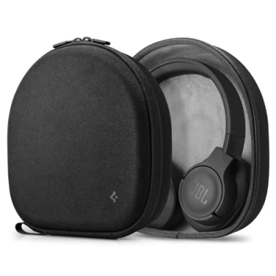 Abbildung von Spigen Klasden Universal Tragetasche Kompatibel mit Sony WH 1000XM5 / Bose Quiet Comfort/JBL Tune Serie und mehr Kopfhörer Tasche Hülle Case Etui Pouch Schwarz