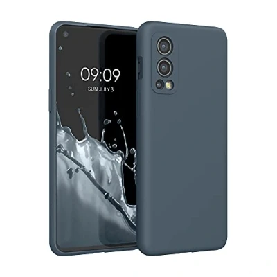 Abbildung von kwmobile Hülle kompatibel mit OnePlus Nord 2 5G Silikon Handy Case Handyhülle weiche Oberfläche kabelloses Laden Dunkler Schiefer