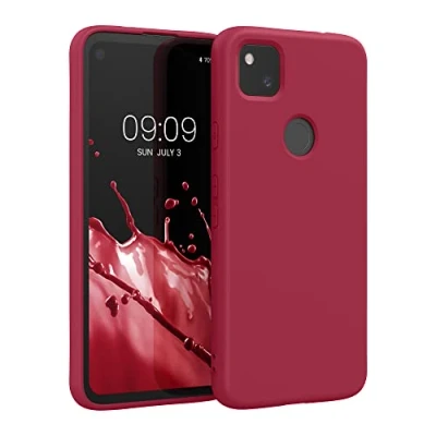 Abbildung von kwmobile Hülle kompatibel mit Google Pixel 4a gummierte TPU Silikon Handyhülle Schutzhülle für kabelloses Laden Case in Sweet Cherry