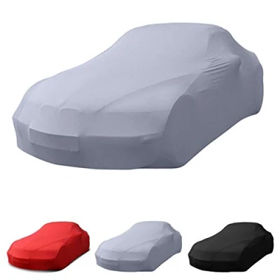 Abbildung von Stretch Soft Cover Indoor Autoplane Autoabdeckung Auto Car Abdeckplane Schmutzabweisend Autogarage Staubdicht extrem Atmungsaktiv Autodecke (Grau)