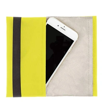 Abbildung von lifetexsafety Strahlenschutz Tasche Smartphone Sleeve 15x8 cm RFID NFC GPS Blocker für Samsung, Apple iPhone, Lenovo, Huawei, HTC (gelb)