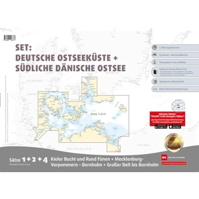 Abbildung von Sportbootkarten Satz 1, 2 und 4 Set: Deutsche Ostseeküste Südliche Dänische Ostsee (Ausgabe 2024)