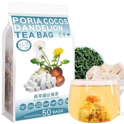 Abbildung von Plant Gift Poria cocos Dandelion Tea Bag 8.81oz (5g*50bags) Rose, Orangenschale, Weißdorn, chinesischer reiner natürlicher, Gesundheitspflege gemischter Tee, Kombination von Blumentee 250g 茯苓蒲公英茶