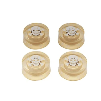 Abbildung von Musiclily Metrisch Gitarre Knöpfe Potiknöpfe Speed Knobs Volume Tone Potikopf für Epiphone Les Paul SG Import E Gitarre,Gold mit Weiß Skull(4 Stück)