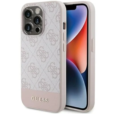 Abbildung von Guess GUHCP15LG4GLPI Hülle für iPhone 15 Pro 6.1&quot; Rosa hardcase 4G Stripe Collection