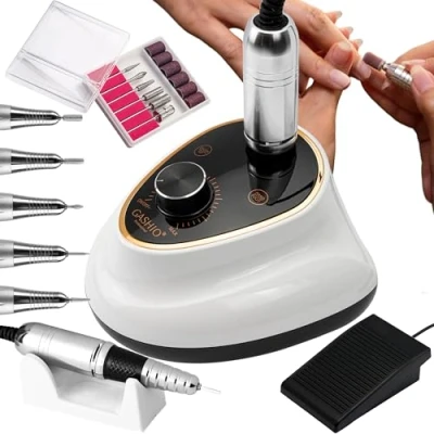 Abbildung von GASHIO® Nagelfräser Für Gelnägel 65W Professional Elektrische Nagelfeile 35,000 U/MIN Mit Einem Satz Ausstecher und Fußpedal Maniküre Pediküre Komplettes Set Nail Drill