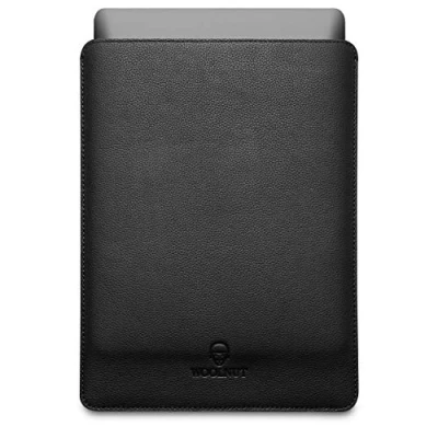 Abbildung von Woolnut Leder Sleeve Case Hülle Tasche für MacBook 12 Zoll Schwarz