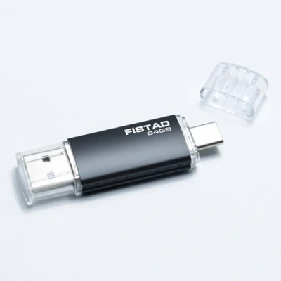 Abbildung von USB Stick 64GB, 2 in 1 OTG Pen Drive 2.0 Memory 64GB Thumb Typ C Flash Speicherstick für Smartphones Laptop, PC Data Storage (Schwarz)