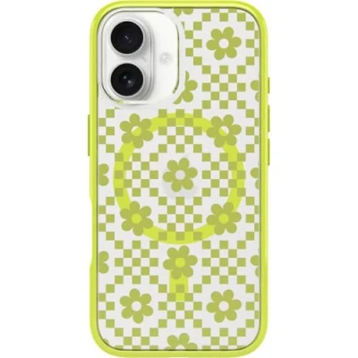 Abbildung von OtterBox Symmetry Series Clear MagSafe transparente Hülle für iPhone 16, stoßfest, sturzsicher, schützende Hülle, 3X getestet nach Militärstandard, Transparent/Gelb