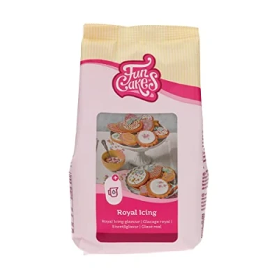 Abbildung von FunCakes Mix für Royal Icing, einfach zu verwenden, zum Dekorieren von Kuchen und Keksen, schöne Glasur, nur Wasser hinzufügen, Halal., 450 g