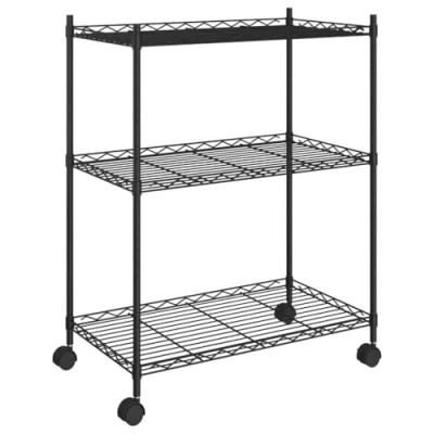Abbildung von vidaXL Mehrzweckregal Lagerregal mit 3 Böden und Rollen 60x35x81 cm Schwarz 150 kg