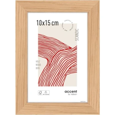 Abbildung von accent by nielsen Bilderrahmen, 10 x 15 cm, Holz, Eiche, Fotorahmen zum Auftstellen im Hoch &amp; Querformat, Echtglas, Scandic