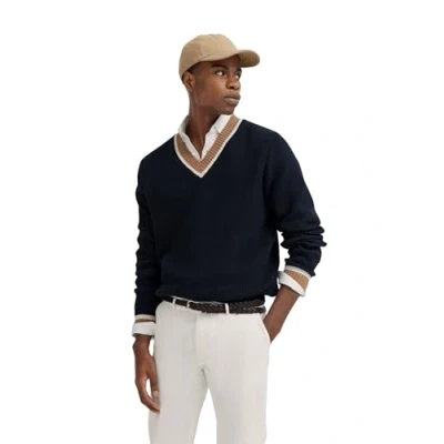 Abbildung von bugatti MIT Vausschnit Strickpullover, Herren, Größe: Large, Marine
