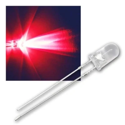 Abbildung von world trading net 25 LEDs 5mm wasserklar rot Typ WTN 5 6000r, Leuchtdiode, bedrahtet, Diode Leuchtend, als Bauteil