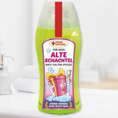 Abbildung von Spaß Duschbäder Duschgel Shampoo Anti Falten Pflege alte Schachtel Geschenk für Schachteln und Frauen mit Humor Geburtstagsgeschenk Spaßgeschenk Humorapotheke