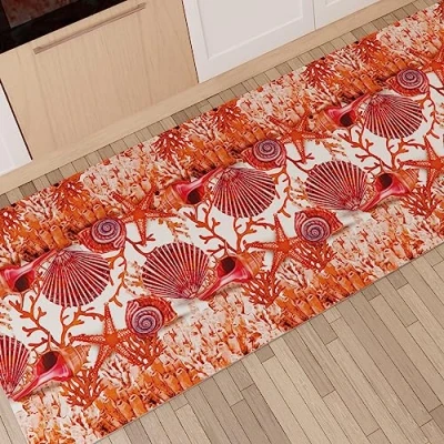 Abbildung von PETTI Artigiani Italiani Teppich für Küche, rutschfest und waschbar, 52 x 440 cm, Design Koralle Rot 100% Made in Italy