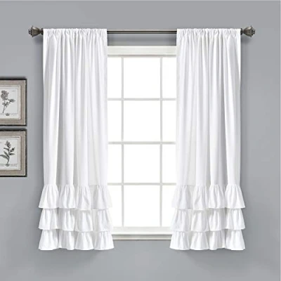 Abbildung von Lush Decor, Allison Vorhänge mit Rüschen, für Wohnzimmer, Esszimmer, Schlafzimmer, 160 x 101,6 cm, cm