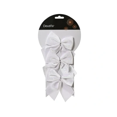Abbildung von Decoris season decorations Christbaumschmuck, Schleifen 10cm 3er Set Weiß