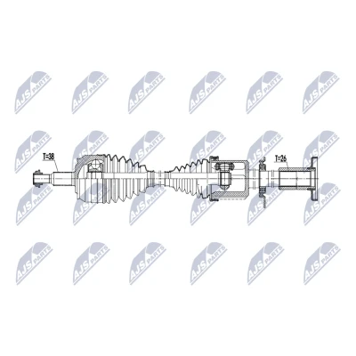Abbildung von NTY NPW VW 223 Antriebswelle Vorderachse rechts 930mm Getriebeautomatik 6 Gang VOLKSWAGEN: Transporter 5 Bus, Kastenwagen
