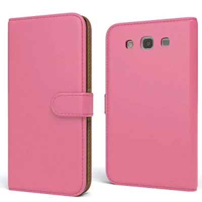 Abbildung von EAZY CASE Tasche kompatibel mit Samsung Galaxy S3 / Neo Schutzhülle Standfunktion Klapphülle Bookstyle, Handytasche Handyhülle Magnetverschluss und Kartenfach, Kunstleder, Pink