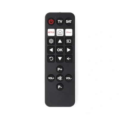 Abbildung von Universal Fernbedienung Vorprogrammiert 2 Geräte Disney + Button/Netflix Button Infrarot Schwarz