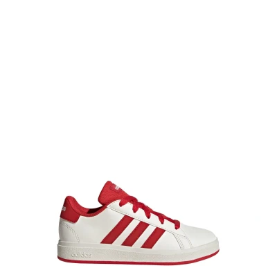 Abbildung von adidas Grand Court Lifestyle Tennis Lace Up Shoes Schuhe, Off White/Collegiate Red/Core Black, 31 EU