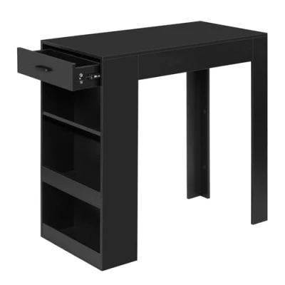 Abbildung von WOLTU Stehtisch Bartisch Bistrotisch, mit 1 Schublade 3 Ablagen, Weinregal, Küchentisch für Bar Küche Wohnzimmer Esszimmer, 100x100x50 cm, Schwarz, BT47sz
