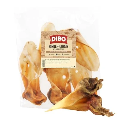 Abbildung von DIBO Rinderohren mit Muschel, 5er Beutel, der kleine Naturkau Snack oder Leckerli für Zwischendurch, Hundefutter, Qualitätskauartikel ohne Chemie
