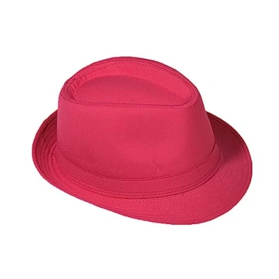 Abbildung von Strohhut Panama Fedora Trilby Gangster Hut Sonnenhut mit Stoffband Farbe: Pink Gr: 58