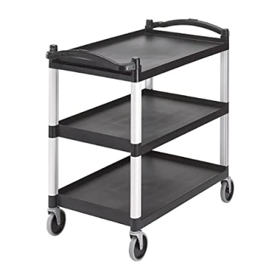 Abbildung von Cambro Mehrzweckwagen mit drei Ablagen BC340KD110, Schwarz, Material: Polypropylen und Aluminium, Größe: 950 (H) x 1015 (B) 540 (T) mm, CT400