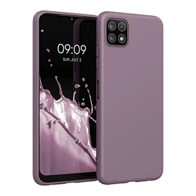 Abbildung von kwmobile Hülle kompatibel mit Samsung Galaxy A22 5G weiches TPU Silikon Case Cover geeignet für kabelloses Laden Grape