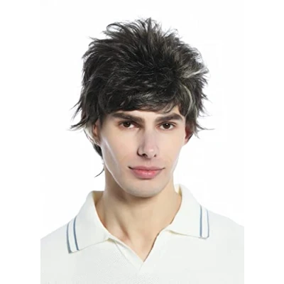 Abbildung von WIG ME UP M 252A 8H26 Perücke Herren Damen kurz retro 80er toupiert wild wie ungekämmt Braun Blond gesträhnt
