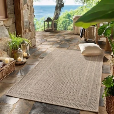 Abbildung von SIMPEX24 Outdoorteppich Boho Design, Läufer, Höhe: 5 mm, Outdoor Teppich Wetterfest Modern Design Wohnzimmer Küchen Terrasse