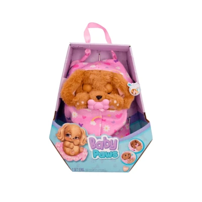 Abbildung von BABY PAWS Cocker Schlafender Hundewelpe und Interaktives Plüschtier Mit Soundfunktion beim Öffnen Schließen der Augen, inklusive einer Tragedecke Geschenk Spielzeug für Kinder ab 18 Monaten