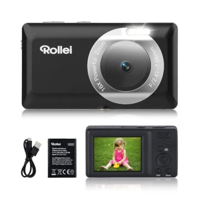 Abbildung von Rollei Compactline Pocket Digitalkamera 50 MP, 16 facher Digital Zoom, 2.7K Videoqualität, kompakt und leicht für unterwegs, benutzerfreundliches Design