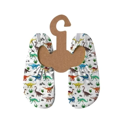 Abbildung von Slipstop Kinder Strandschuhe Anti Rutsch Ballett Schuhe Schwimmschuhe Urlaub Badeschuhe Pool Unisex weiß/bunte Dinos Arizona, Größe 18 20