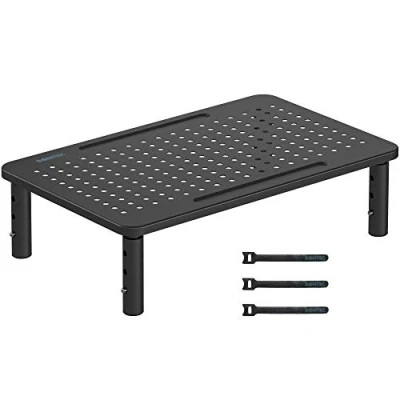 Abbildung von BONTEC Monitorständer Höhenverstellbarer Bildschirmständer Monitor Raiser Ergonomischer aus hochwertigem Metall Ständer für Laptop, Computer, iMac, PC, Drucker bis 20 kg, Schwarz