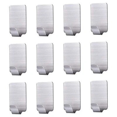 Abbildung von Karrong 12pcs Haken Edelstahl Selbstklebend Handtuchhaken Kleiderhaken Wandhaken Klebehaken Ohne Bohren Wasserfest, für Decke Bad Küche Badezimmer