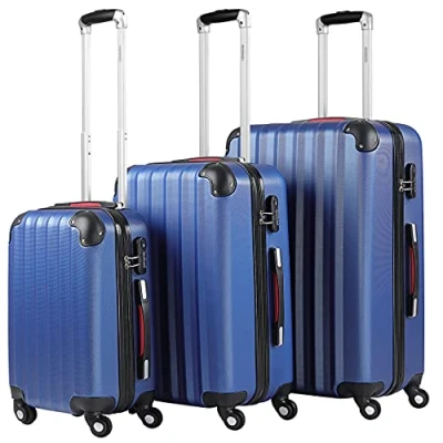 Abbildung von monzana Kofferset, Baseline Kofferset 4 Rollen Zahlenschloss Trolley Reisekoffer blau