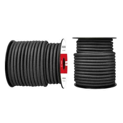 Abbildung von Abma Cord Gummiseil Expanderseil 8mm 20M Gummischnur UV Beständig Planenseil 100% Dehnung Spannseil für Plane, Anhängerplane, Sonnensegel, Zelte, Banner Schwarz