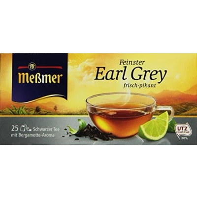 Abbildung von Meßmer Earl Grey (aromatisiert) frisch pikant 25 Teebeutel Vegan Glutenfrei Laktosefrei