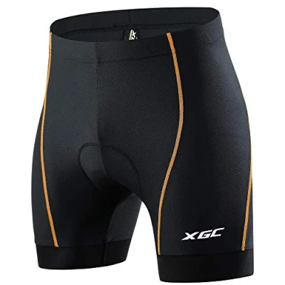 Abbildung von Herren Radunterhose Radsportshorts Fahrradhosen mit elastische atmungsaktive 4D Gel Sitzpolster Einer hohen Dichte (Orange_6020, XXL)