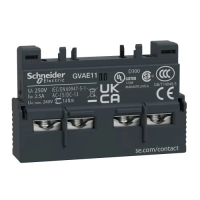 Abbildung von Schneider Electric GVAE11 Hilfsschalter, kompatibel mit einer Vielzahl von Schalttafeln, 1S+1Ö, Schwarz, 24 240 V AC