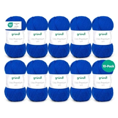 Abbildung von Gründl Wolle Lisa Premium Uni im 10x50g Wollpaket zum Handarbeiten Häkelwolle, (Wolle Stricken, Häkeln, Handarbeiten, Handstrickgarn), weich und pflegeleicht, ohne Schurwolle