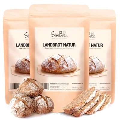Abbildung von SlimBack LOWER CARB BROTBACKMISCHUNG 3er Pack Keto, vegan &amp; glutenfrei, Eiweiss Brot Alternative ohne Soja und Getreide
