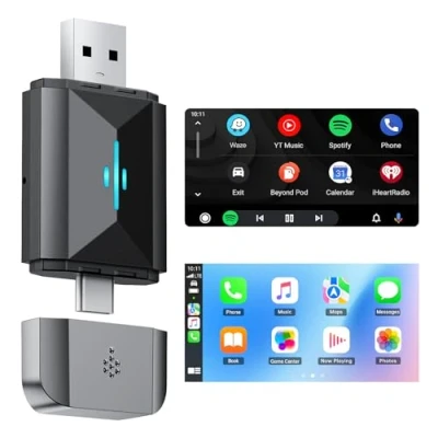Abbildung von Volam Wireless Adapter für CarPlay &amp; Android Auto 2 in 1, 5GHz WiFi, Unterstützung OTA, Typ C/USB Plug Play, kabelgebundenes erforderlich