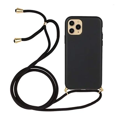 Abbildung von CoverKingz Handykette kompatibel mit iPhone 12 / Pro [6,1 Zoll] Handyhülle Case Handyband Silikonhülle Cover Handy Hülle zum Umhängen Schwarz
