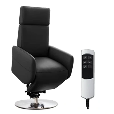 Abbildung von Cavadore TV Sessel Cobra / Fernsehsessel mit 2 E Motoren, Akku und Aufstehhilfe Relaxfunktion, Liegefunktion Ergonomie M 71 x 110 82 Echtleder Schwarz