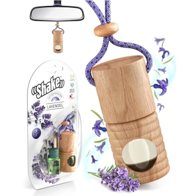 Abbildung von SHAKE Auto Duft (2 x 4,5ml) Natürlicher Lufterfrischer Parfüm Aufhänger mit ätherischen Ölen Diffuser Innenraum Air Refresher: Lavendel